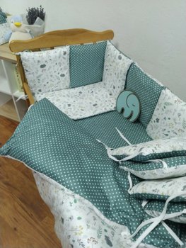Защитные бортики Сатин Модена 12 подушек со съемными наволочками, бортики без постели