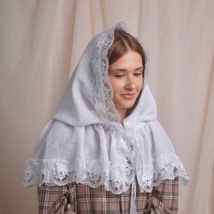 Льняний церковний палантин Королівський білий