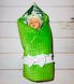 Теплый конверт - плед для новорожденного из зеленого плюша