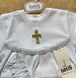 Хрестильний костюм Марія білий із золотим хрестиком, 74, Інтерлок, Костюм, комплект