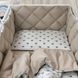Спальний комплект із бортиками для новонародженого Grey-Beige Hearts, без балдахіна