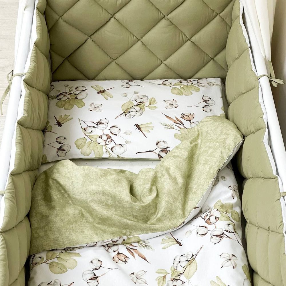 Спальний комплект із бортиками для новонародженого Cotton, без балдахіна
