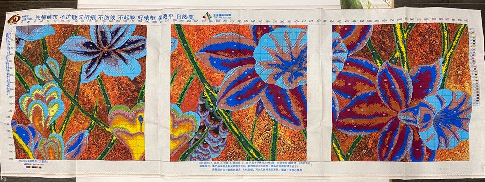 Наборы для вышивания крестом 155х54 Триптих Весенние цветы