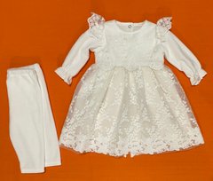Святкове велюрове плаття + штанці Гілочки , Молочний, 56, Велюр