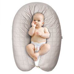Подушка для беременных и кормления большая сатин серо-бежевая