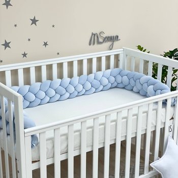 Бортики захист у ліжечко для малюків коса блакитна 4 плетіння 220 см