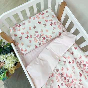 Змінний комплект постільної білизни у ліжечко для новонароджених Ніжні Метелики (підковдра, наволочка, простирадло)