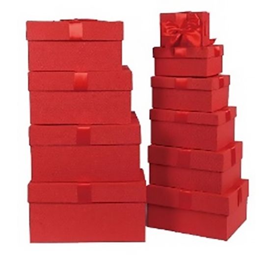 Подарочные коробки 10 шт красный бант