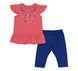 Комплект літній футболка + лосини синьо кораловий для дівчинки, 74, Супрем