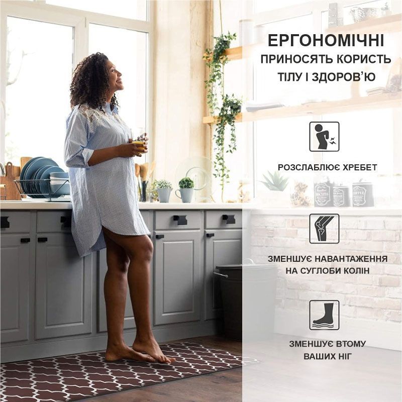Килимки кухонні 119х44 см з ефектом пам'яті, антиковзні, водонепроникні