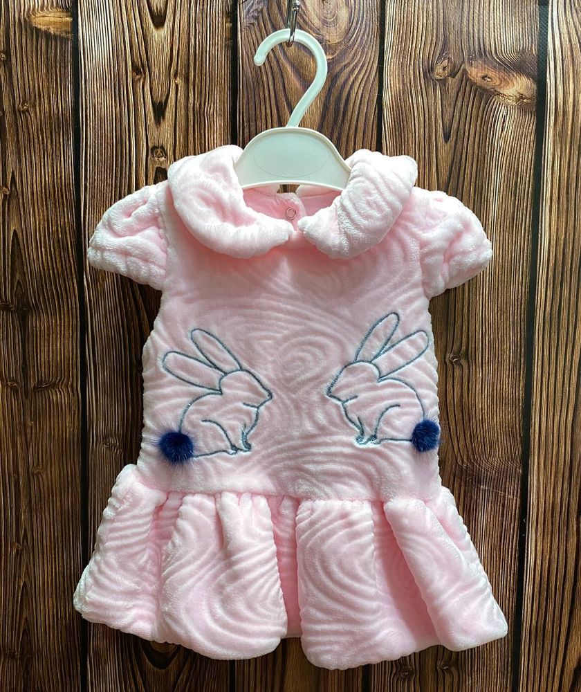 Плюшева тепла сукня Лапочка для немовлят рожева