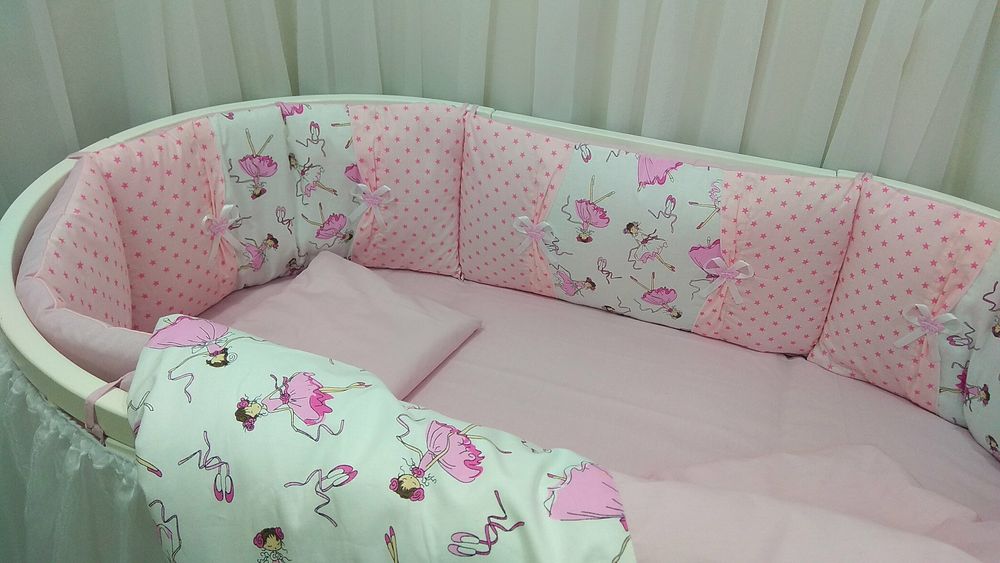 Комплект в кроватку Балерина для новорожденной девочки, без балдахина