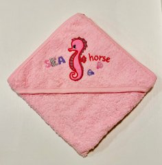Детское полотенце уголок Морской Конек розовый