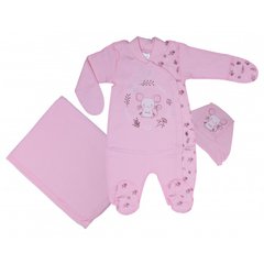 Набор для новорожденных Мышонок розовый слип + пеленка + шапочка, Розовый, 56, Рибана, Костюм, комплект