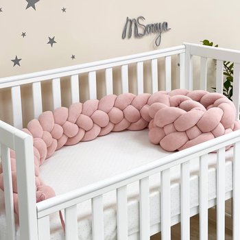 Бортики захист у ліжечко для малюків коса пудра 4 плетіння 220 см
