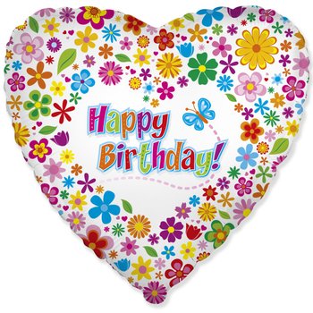 Воздушный шар с гелием Happy Birthday Цветочная поляна
