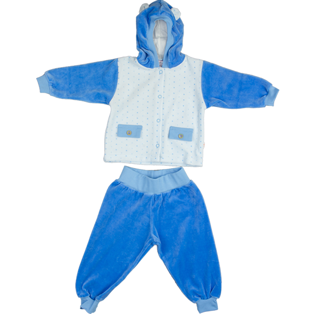 Детский велюровый костюм с ушками Медвежонок голубой