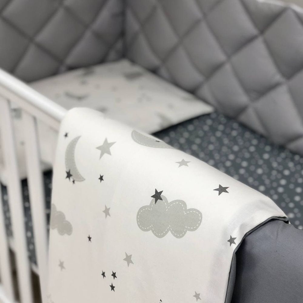 Спальний комплект із бортиками для новонародженого Moon Gray, без балдахіна