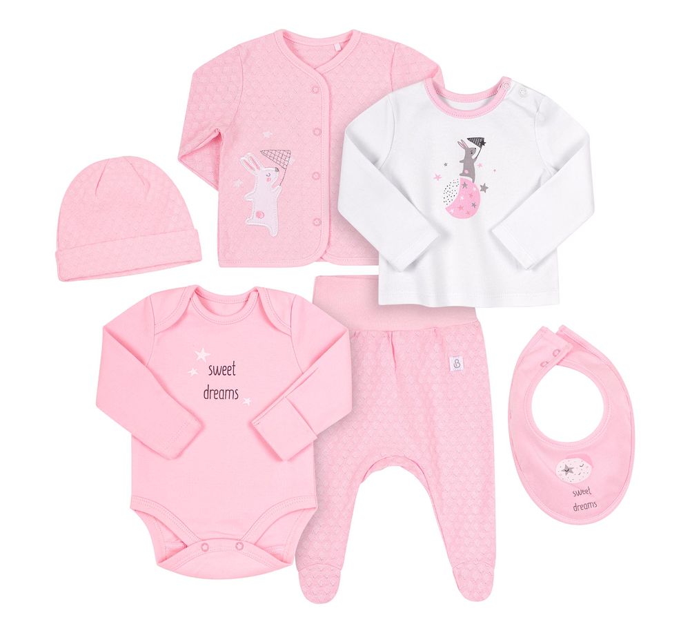 Фото Комплект одежды для новорожденного в роддом Привет Зайка розовый, купить по лучшей цене 898 грн