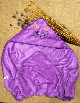 Дитячий рушник з куточком капюшоном Кошеня фіолетове купити в Україні