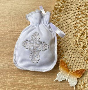 Мішок для локону Талісман Янгола білий срібло, Білий, Мішечок для волосся, Трикотаж
