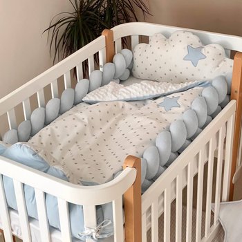 Спальний комплект в ліжечко 60х120 см для новонароджених блакитна хмарка