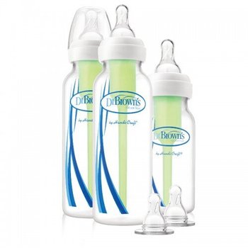 Стартовый комплект для новорожденного (бутылочка с узким горлышком 250 мл х 2шт., 120 мл х 1 шт., соска уровень 2 х 2шт., ершик для чистки х 1 шт.), Прозрачный, набор, Со стандартным горлышком