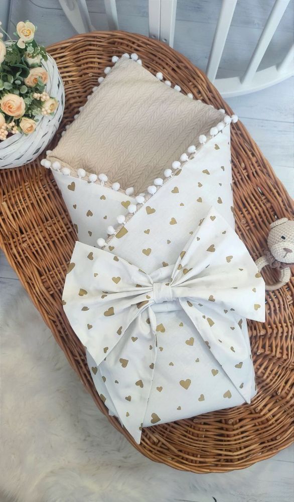 Демісезонний конверт на виписку для новонароджених Піке косичка беж, Весна-Осінь, силікон, 80х80 см, Піке