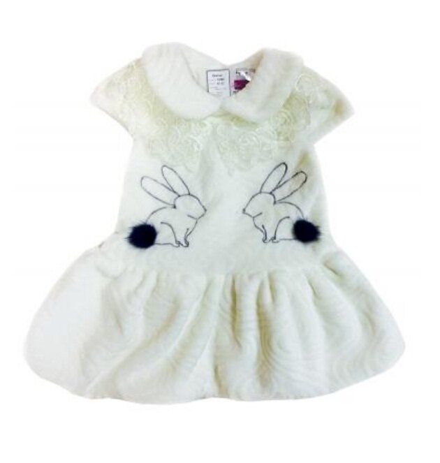 Плюшевое платье Лапочка для малышки молочное