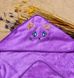 Детское полотенце с уголком капюшоном Котенок фиолетовый купить в Украине