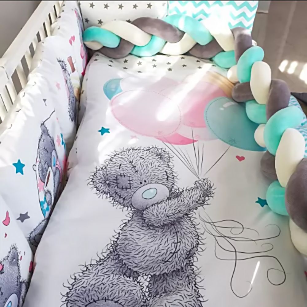 Постіль для немовлят Вітаю в ліжечко з бортиками КОСА + ПОДУШКИ, с балдахіном