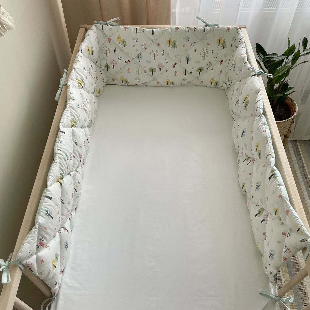 Стеганая защита в кроватку для новорожденных Forest, бортики без постели