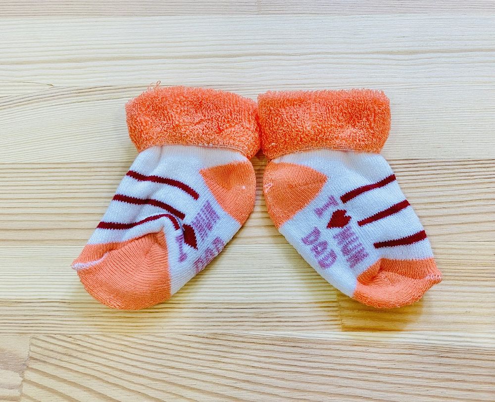 Махрові шкарпетки Сердечко 0-3 міс оранж