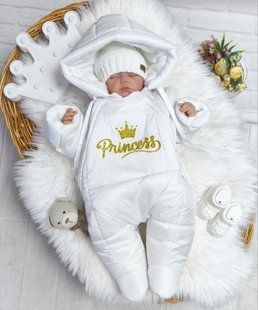 Демісезонний комбінезон Princess для новонародженої дівчинки білий