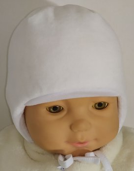 Тепла шапочка на синтепоні з бавовняною підкладкою для новонароджених Малюк біла
