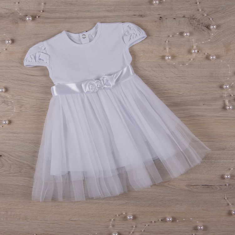 Дитяча сукня Ніжність - 2 для дівчинки кулір + фатин біла, 92, Кулір, Плаття