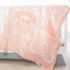 Плед-покрывало в кроватку для новорожденных Кот розовый, Розовый, 90х120см