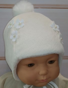 Утеплена плюшева шапочка Квіти для новонароджених