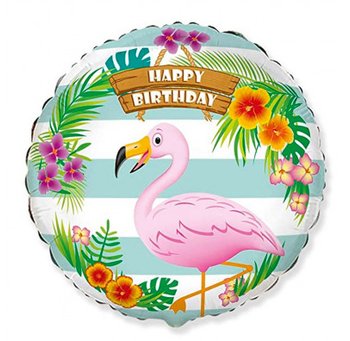 Воздушный шар с гелием Happy Birthday Фламинго