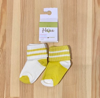 Носочки для новорожденных молочно - желтые 2 пары, 6-12 месяцев (р. 11-12), Трикотаж