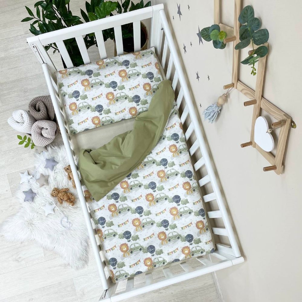 Змінний постільний комплект у ліжечко для новонароджених Lion cub and Car