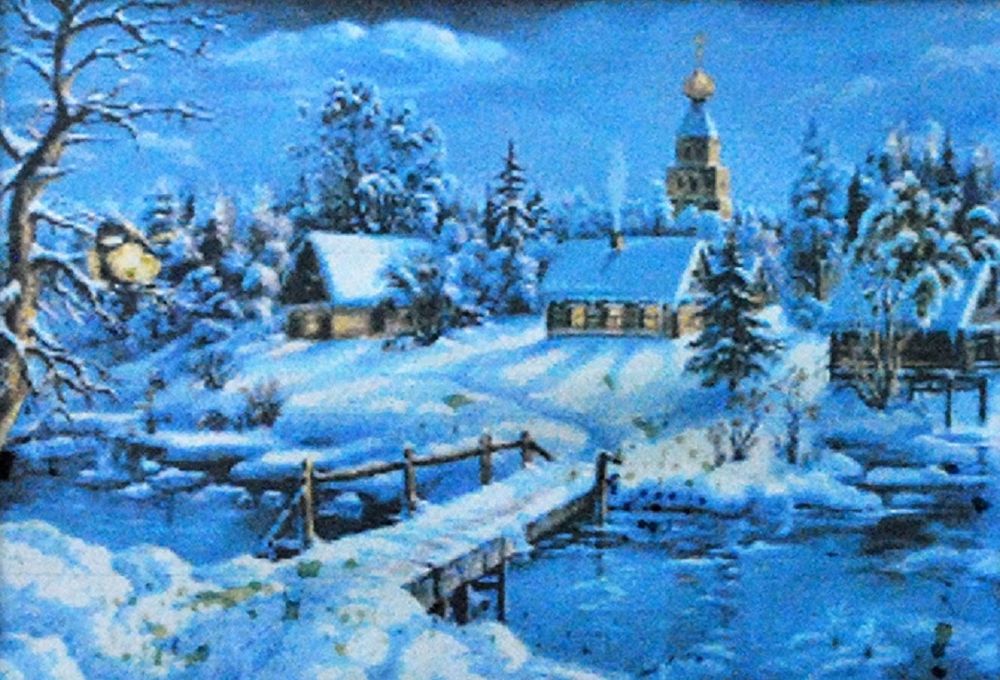 Наборы для вышивания крестом с рисунком на канве 74х55 Зимний пейзаж