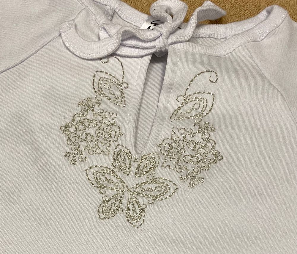 Крестильная рубашка Цветочек с пинетками и повязкой, 68, Интерлок