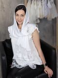 Хустка на голову до церкви Дар'я 50 Х 175 біла, Для жінок, Атлас
