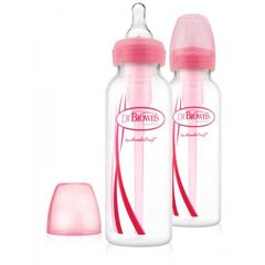 Дитяча пляшечка для годування з вузькою шийкою, 250 мл, колір рожевий, 2 шт. в упаковці, Рожевий, 250 мл, Зі стандартною шийкою