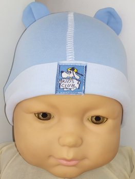 Шапочка для малюків з вушками Денді блакитна 100% бавовна