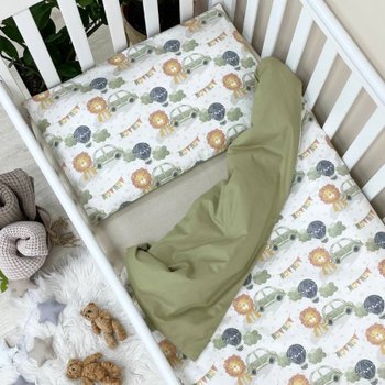 Змінний комплект постільної білизни у ліжечко для новонароджених Lion cub and Car (підковдра, наволочка, простирадло)