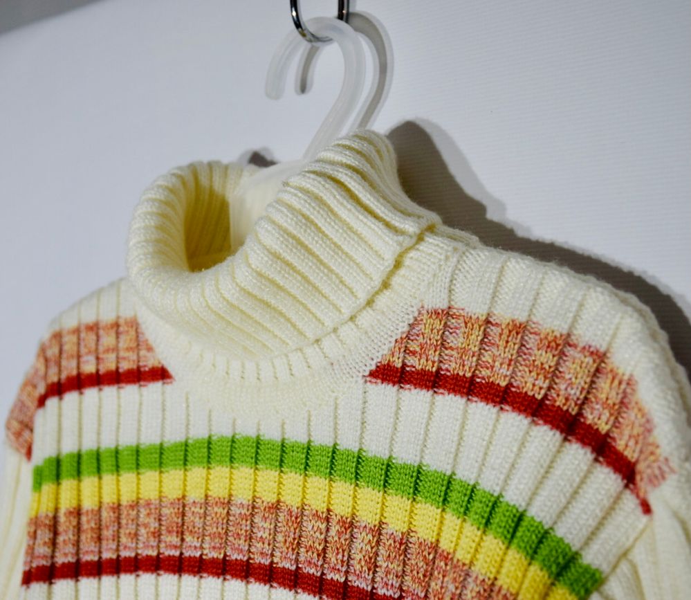 Детский свитер с горлышком Полоска меланж, 110, Вязаное полотно