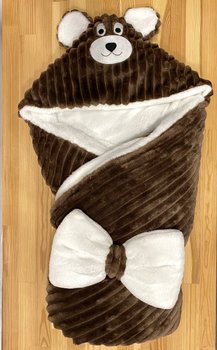 Плед - конверт на виписку теплий Ведмежа шоколадний плюш + махра