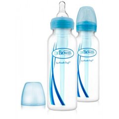 Дитяча пляшечка для годування з вузькою шийкою, 250 мл, колір блакитний, 2 шт. в упаковці, Блакитний, 250 мл, Зі стандартною шийкою